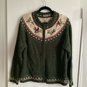 Croft & Barrow Silk Blend Christmas Cardigan Sweater L
